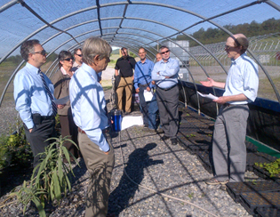 Photo of Maryland Jobs and Local Food Systems Tour participants at Frostburg State Universitys Grow It Local greenhouse.