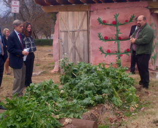 Photo of ARC Federal Co-Chair Earl Gohl and local development officials visit the McMinn Living Well initiatives community garden in Athens, Tennessee.