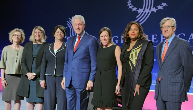 Photo of ARC Federal Co-Chair Earl Gohl (at right) at June 10, 2015, announcement of the successful first-round investment closing of Appalachian Community Capital (ACC), a central bank for development lenders. Shown with Gohl are Clinton Global Initiative founding chair President Bill Clinton (middle) and (from left) Bank of America Senior Vice President Susan Harper; Calvert Foundation President and CEO Jennifer Pryce; Access to Capital for Entrepreneurs President/CEO and ACC board member Grace Fricks; Ford Foundation Senior Program Investment Officer Christine Looney; and ACC CEO Lori Glass.