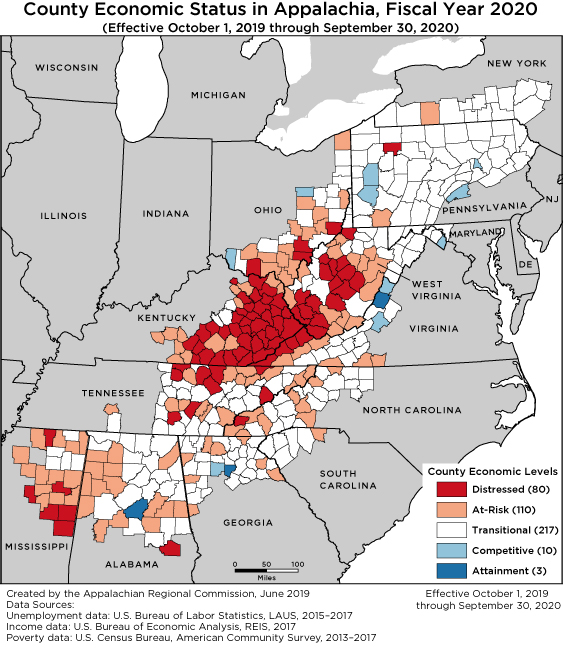 Fiscal Year 2020 County Economic Status Map