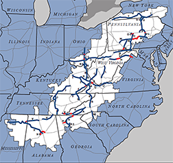 Map of the Appalachian Development Highway System, September 30, 2019