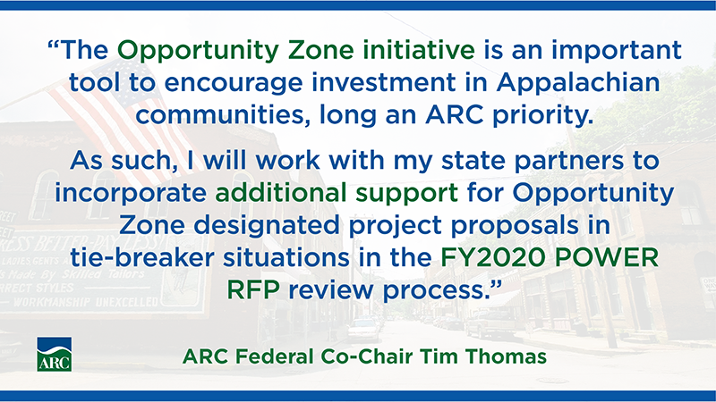 Opportunity Zones In Appalachia Quote from Federal Co-chair Tim Thomas